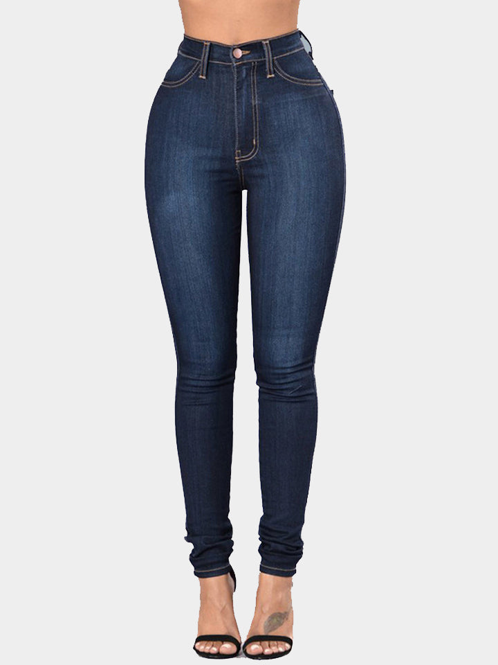 Full-Size Button-Closure Long Denim Jeans for Casual Wear