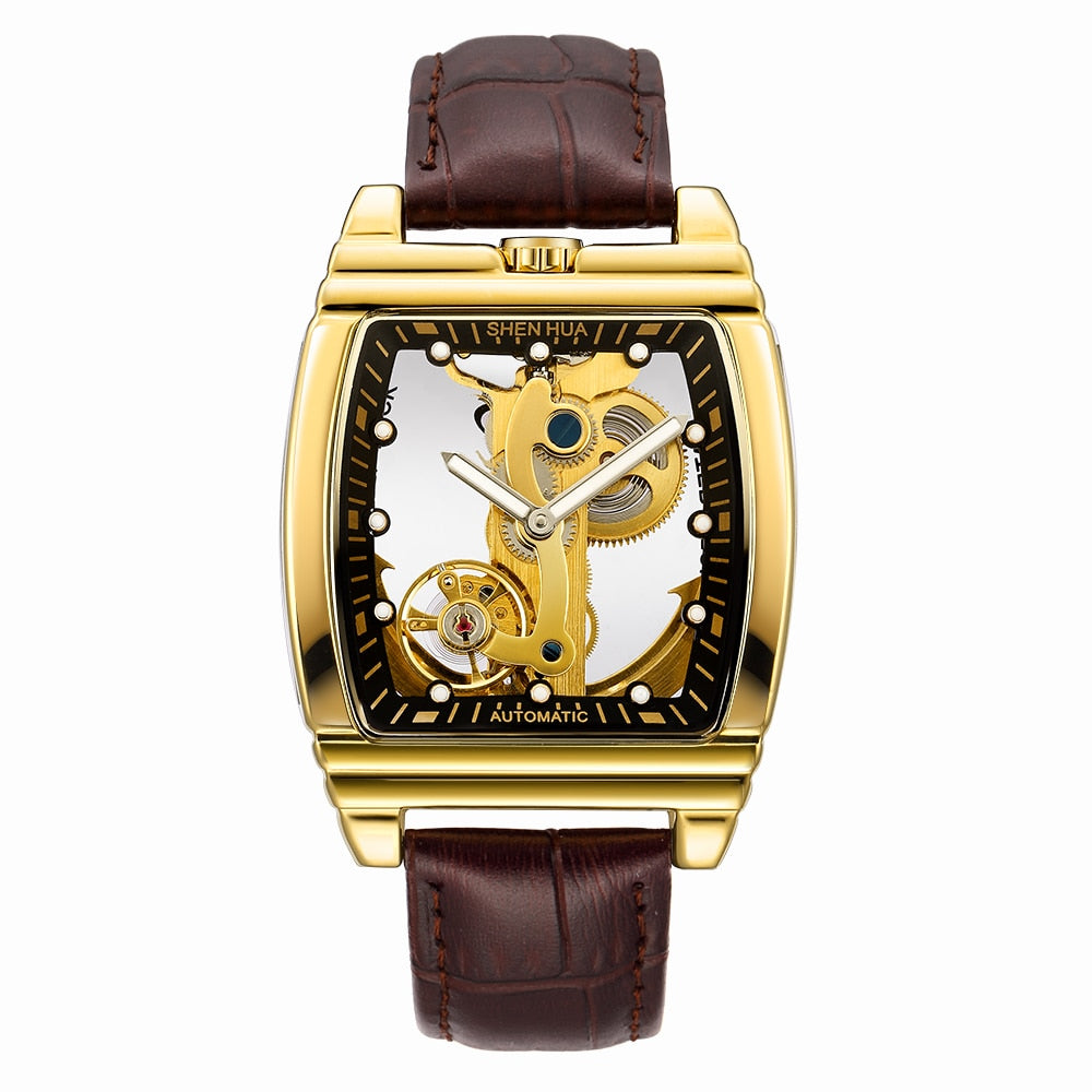 Gorben Luxury Men's Transparent Automatic Self - Winding Mechanical Wristwatch