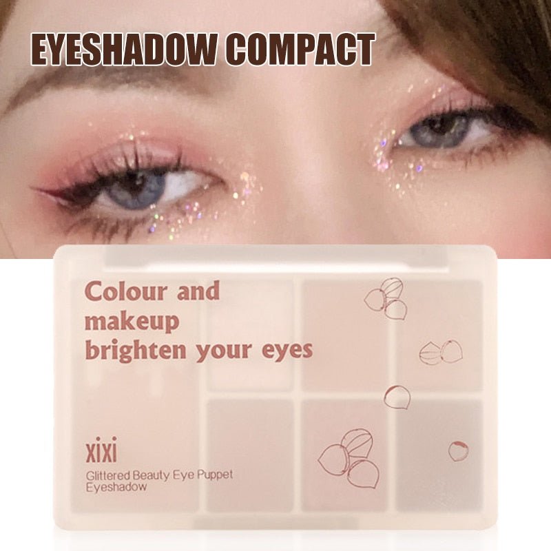7 - Color Glitter Eyeshadow Palette: Matte, Shimmer, Long - Lasting and Waterproof