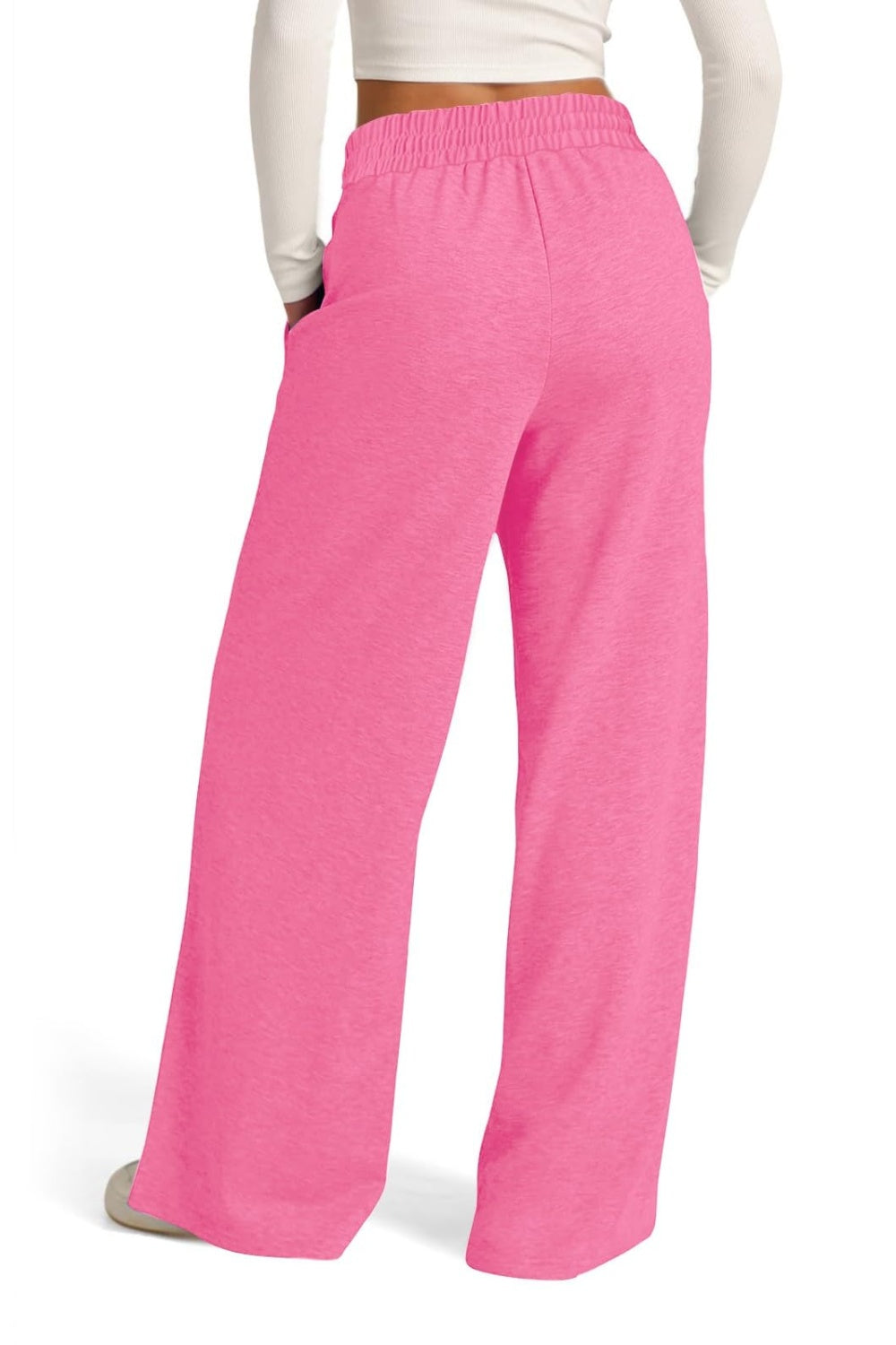 Fashionable Drawstring Elastic Waist Wide Leg Polyester Pants for Comfortable Wear