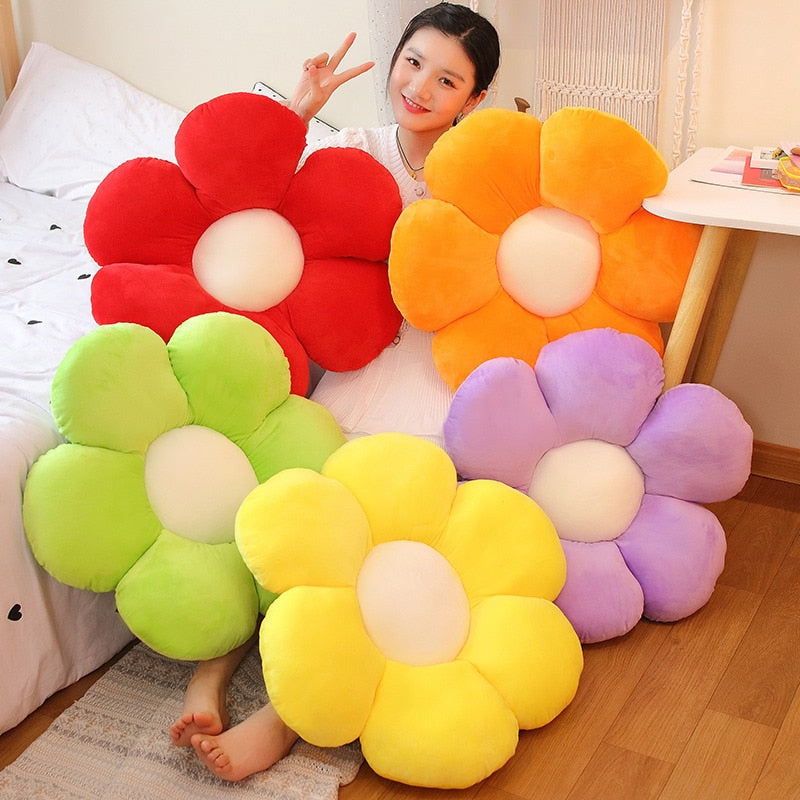 Soft Furry Plush Peach Blossom-Shaped Pillow for Baby Home Decor