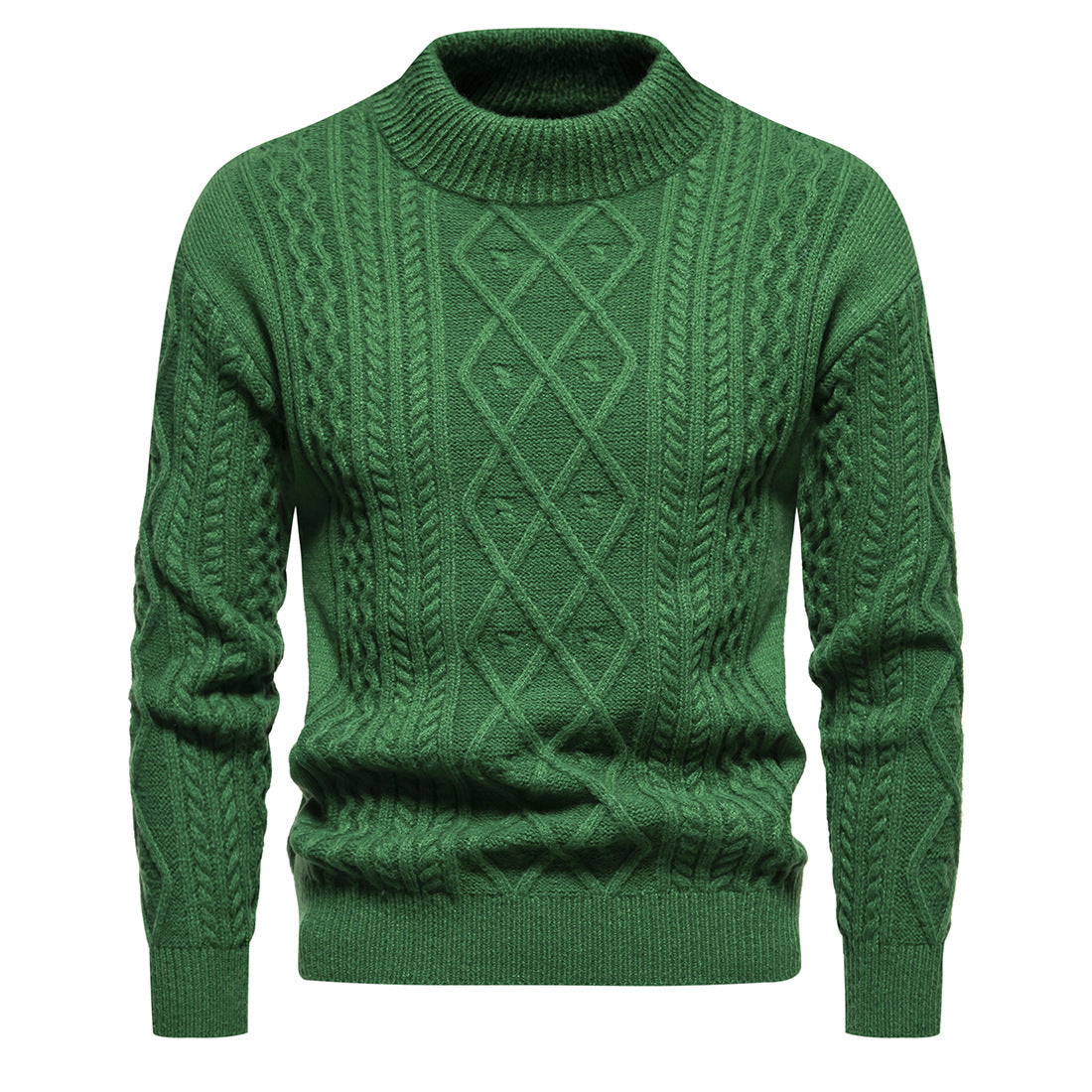 Men's Thickened Solid Color Round Neck Pullover Sweater as Bottoming Shirt