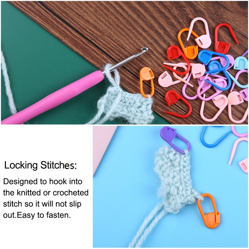 LMDZ Colorful Plastic Locking Stitch Markers for Knitting and Crochet, 150/100/104 Pcs Set