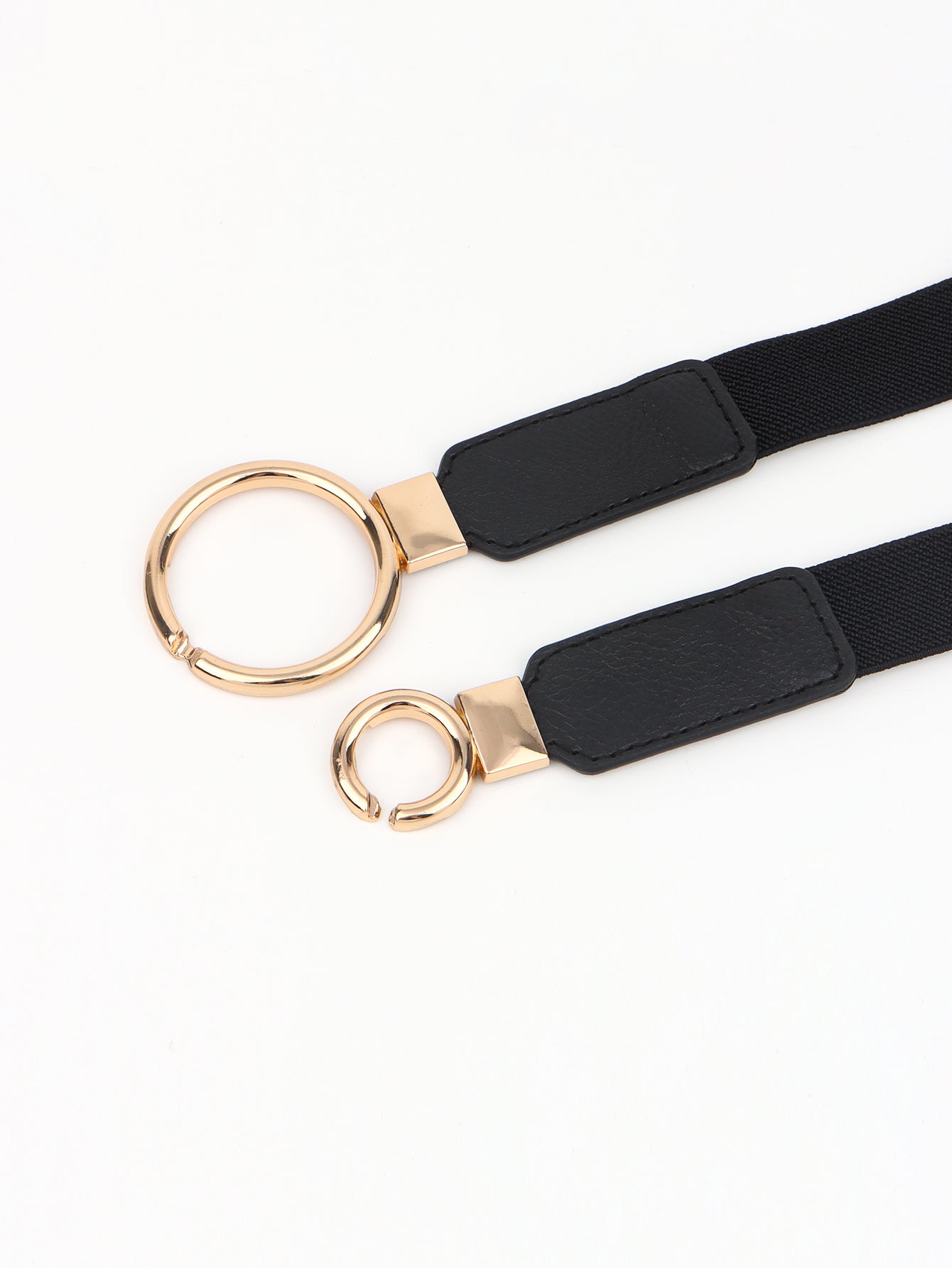 Elastic Double Ring Buckle PU Fashion Belt for Men and Women
