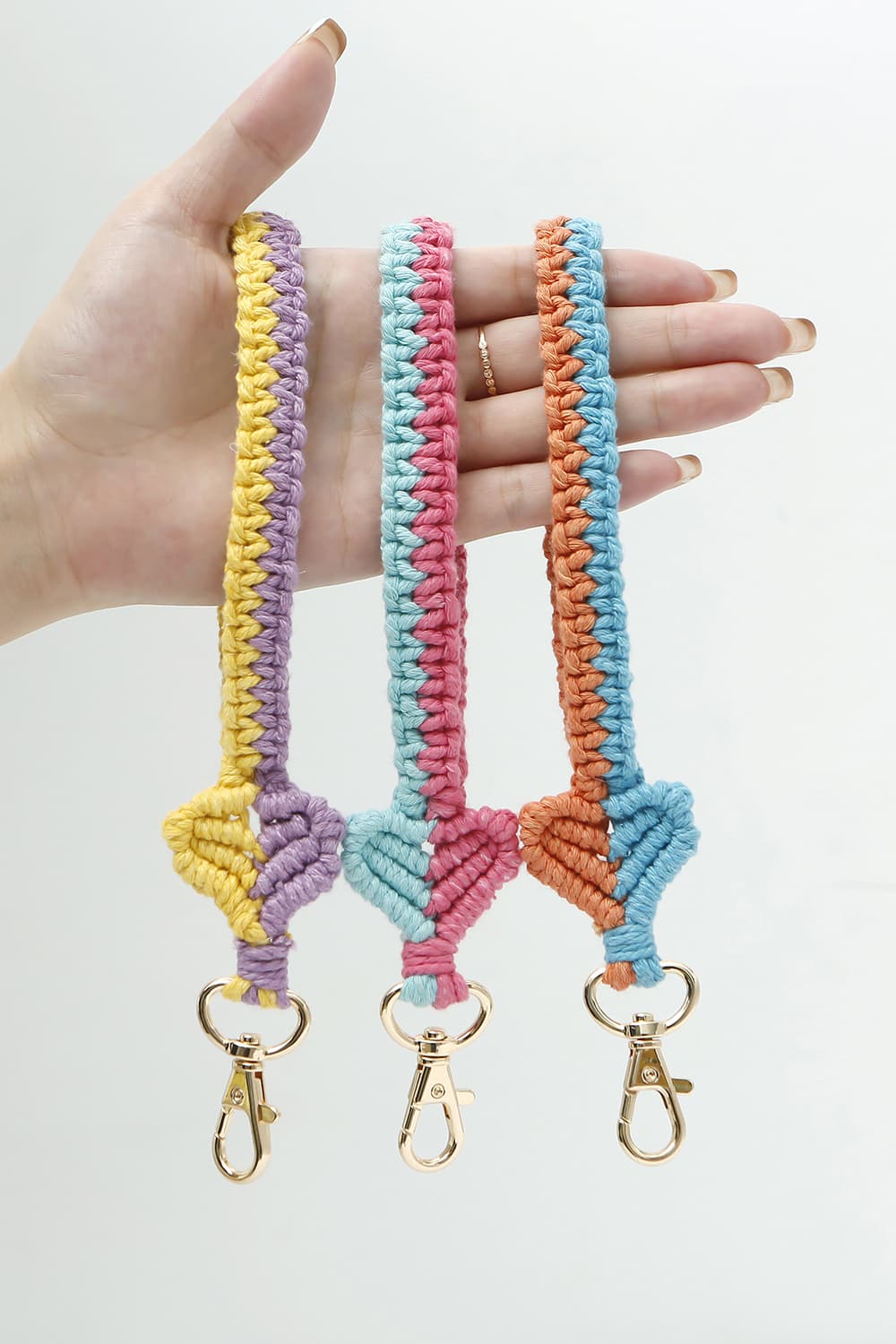 Handmade Heart - Shaped Macrame Keychain with Zinc Alloy and Cotton