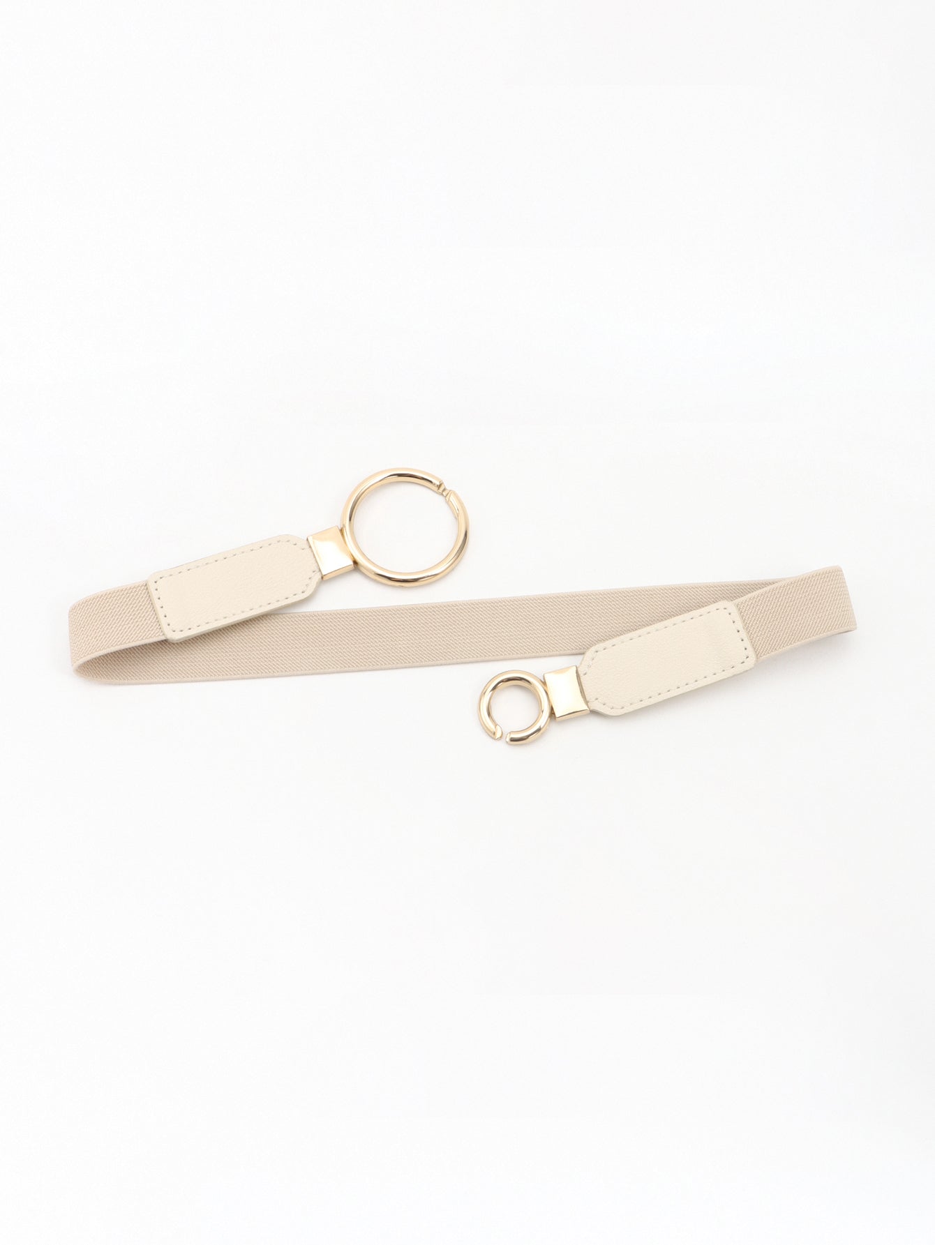 Elastic Double Ring Buckle PU Fashion Belt for Men and Women