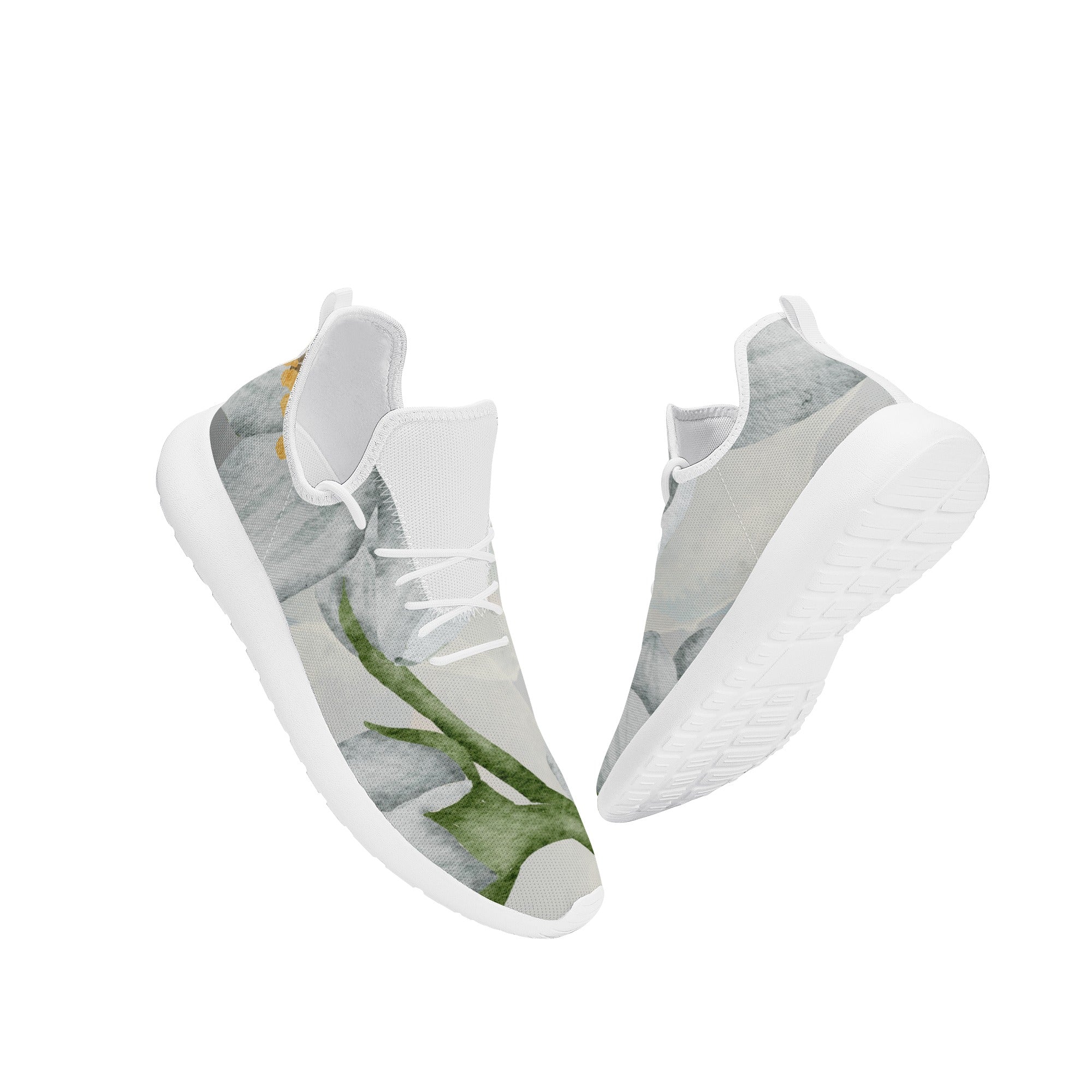 Men's Fashionable New Gray Soft Floral Mesh Knit Athletic Sneakers Designed by Dunbi