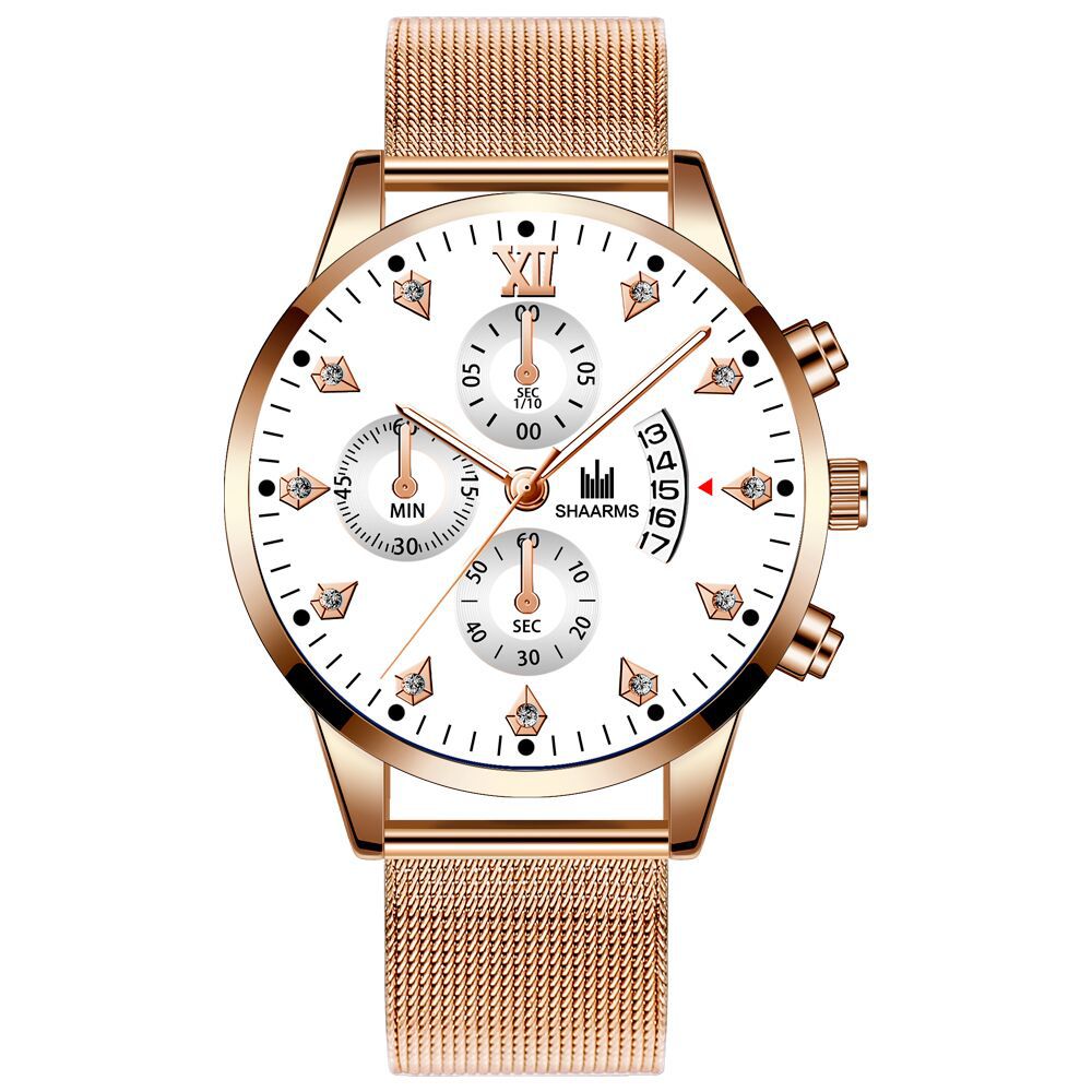 Men's Casual Roman Quartz Alloy Calendar Wristwatch