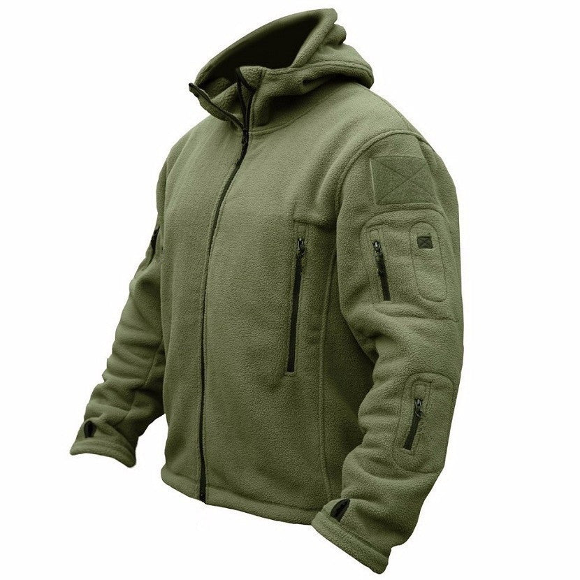 Men's Outdoor Cold-Resistant Fleece Lined Sweater Style Shell Jacket for Winter Warmth