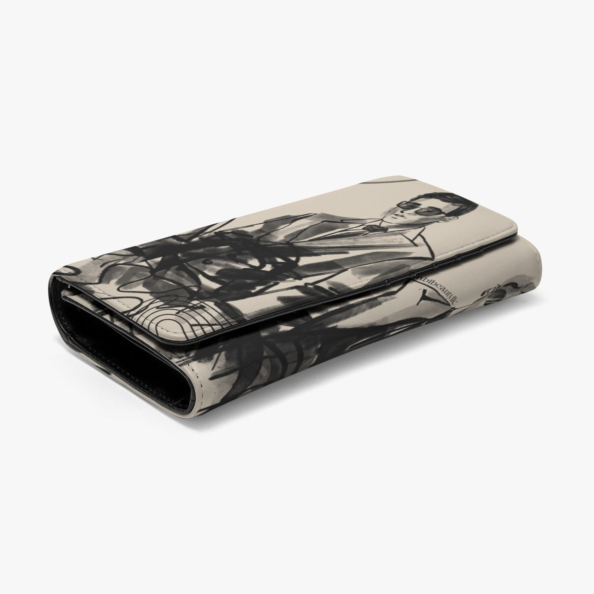 Dunbi-Designed Foldable Vintage - Modern Geometric Fashion Wallet for Trendy Men and Women with Charcoal Art Style, Chic and Avant - Garde Runway Design