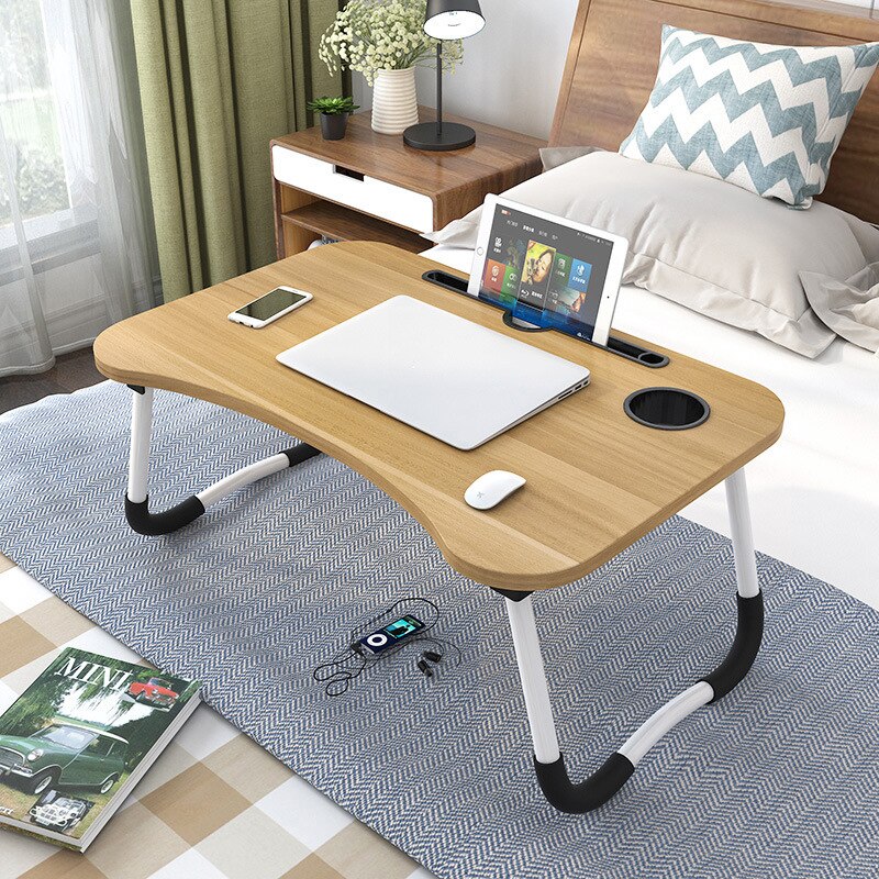 Portable Foldable Wooden Laptop Desk for Bed, Sofa, and Study
