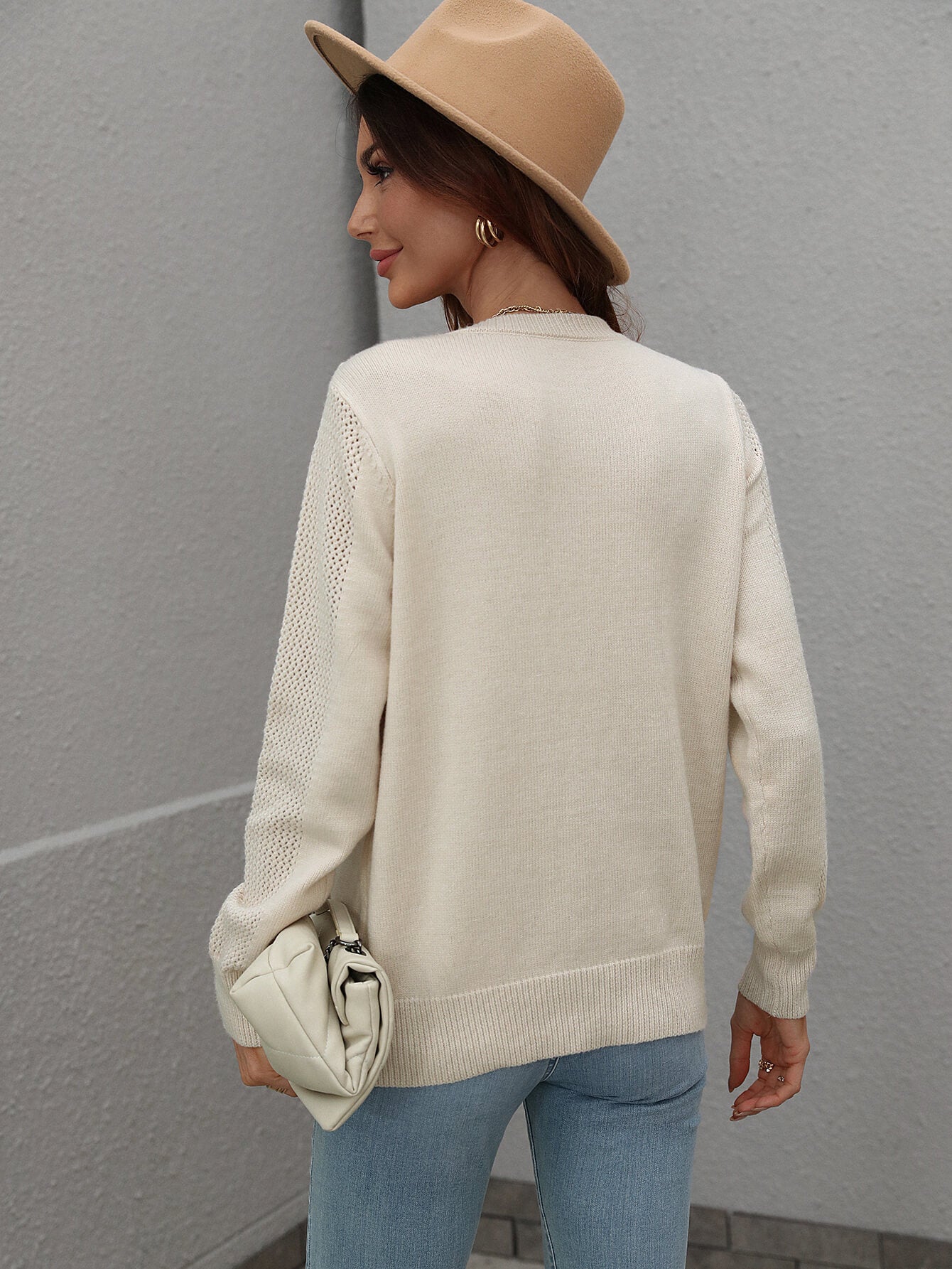 Casual Women's Fringe-Detailed Ribbed Trim Sweater for Regular Sizing