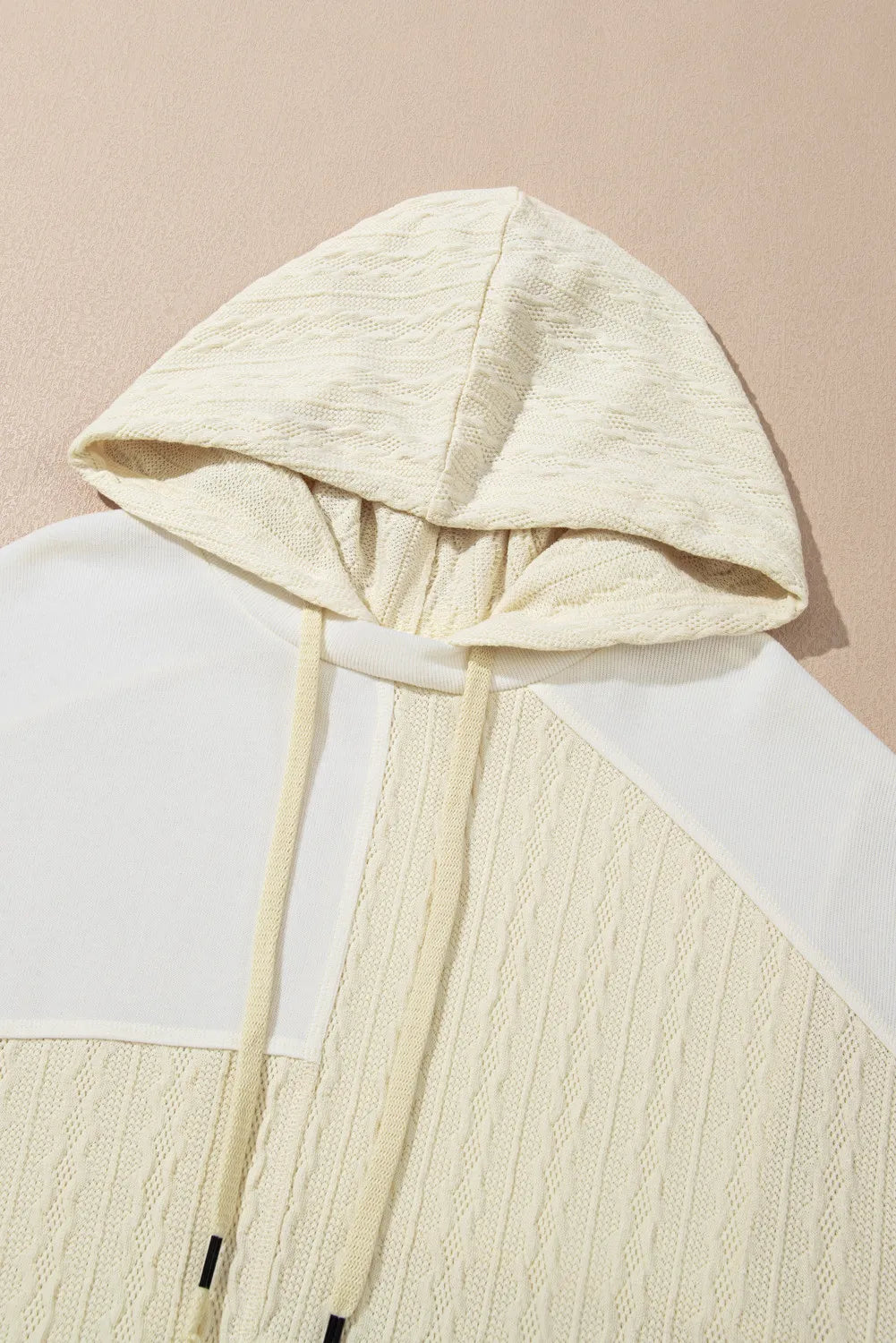 Oversized Drawstring Color - Blocked Long - Sleeve Hoodie for Plus Sizes
