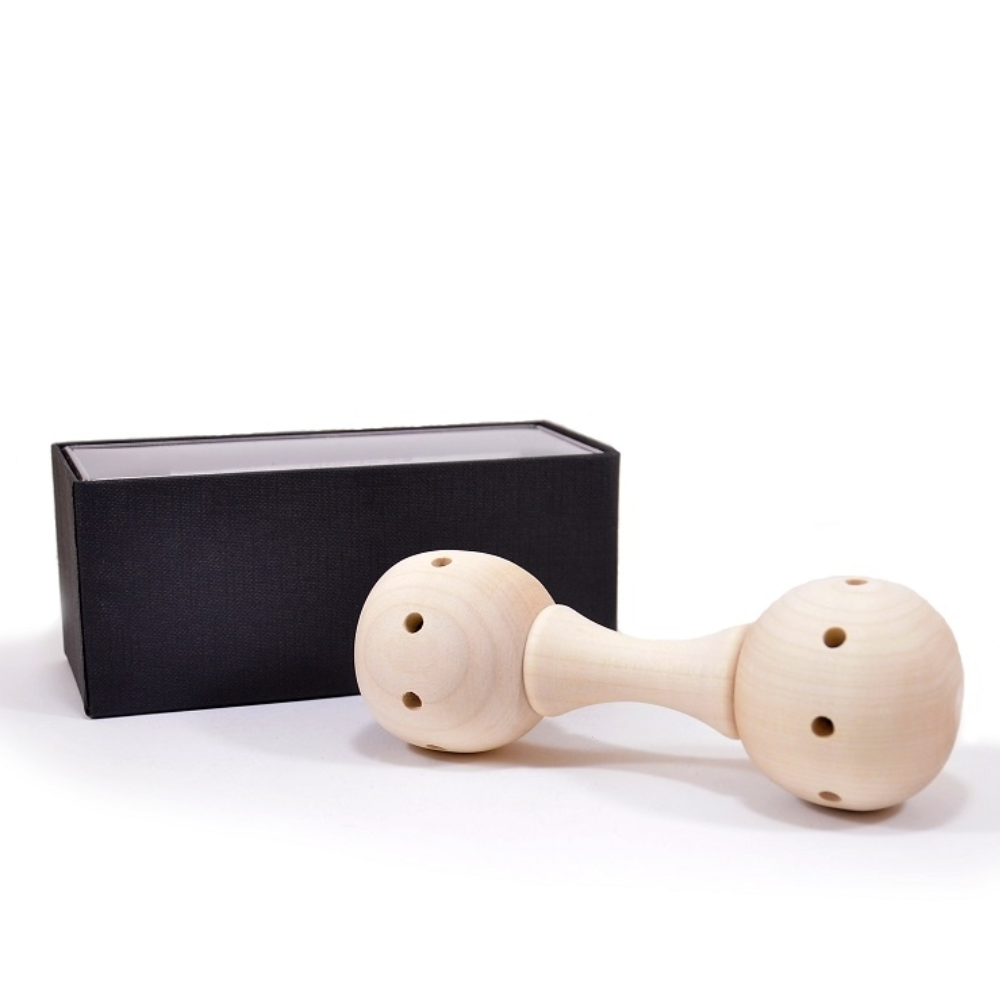 Exquisite Handcrafted Austrian Maplewood Rattle with Soft Bells