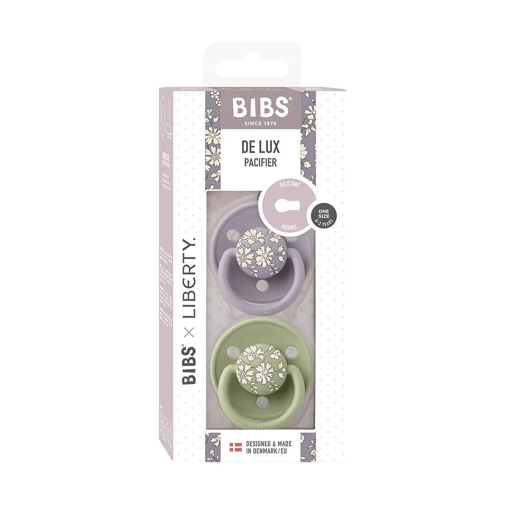 De Luxe Liberty X BIBS Silicone Pacifier Set of 2 in Capel Sage Mix, One Size for Babies and Toddlers