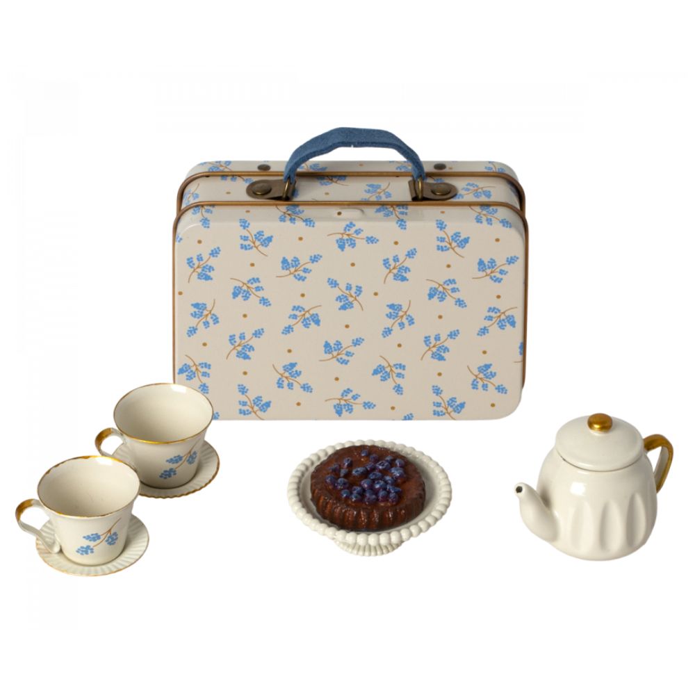 Maileg Blue Madeleine Themed Afternoon Treat Mouse Tea Set