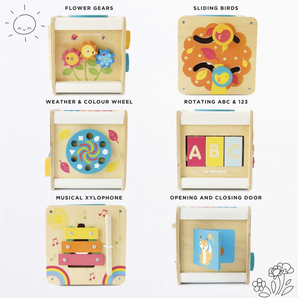 Le Toy Van Petit Wooden Activity Cube for Early Learning and Sensory Exploration