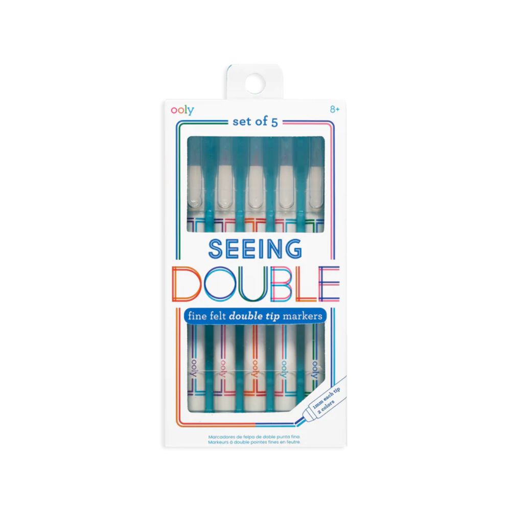 Seeing Double Premium Fine Felt Double-Tipped Markers - Assorted Sets of 5 or 10 Vibrant Colours