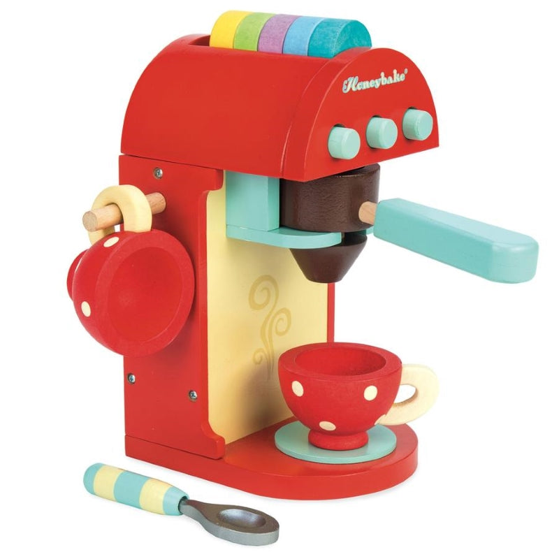 Le Toy Van Brightly - Painted Sustainable Café - Style Coffee Machine for Creative Play