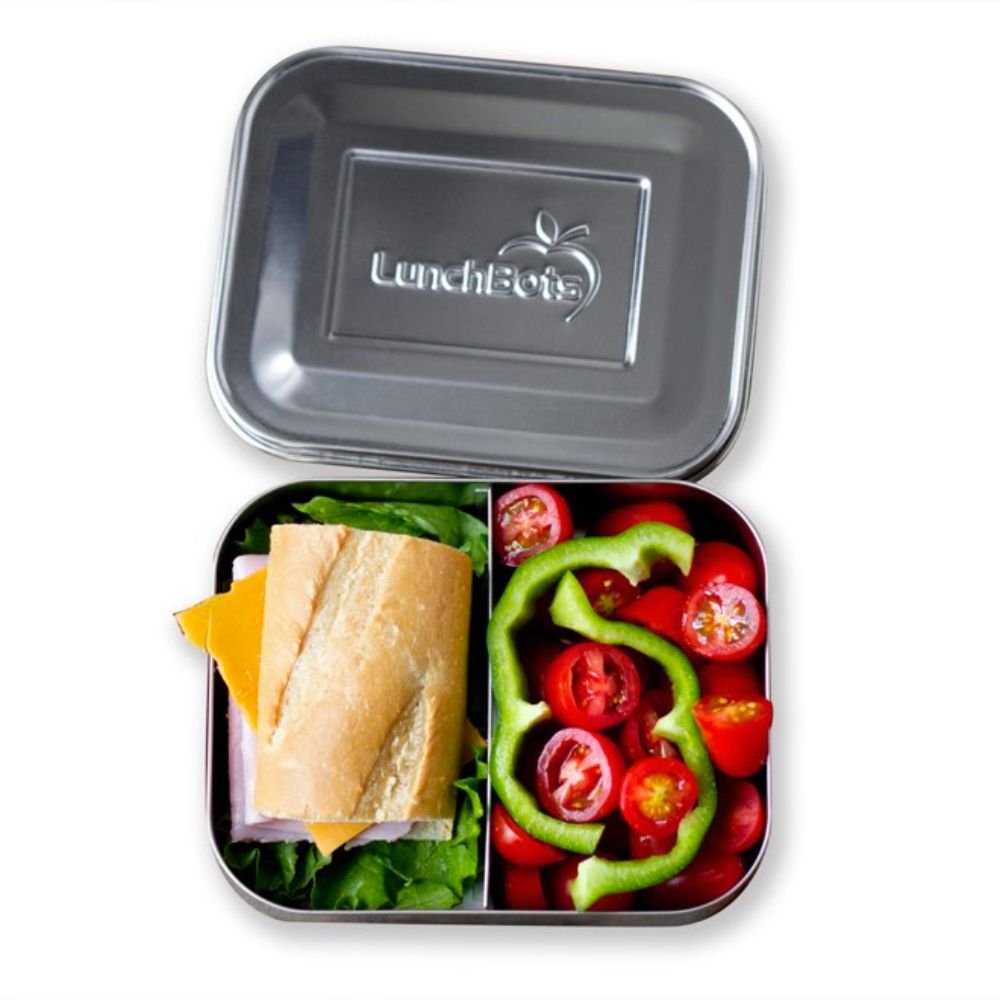 Pink Dots LunchBots Duo: Stylish 2 - Compartment Stainless Steel Lunch Box