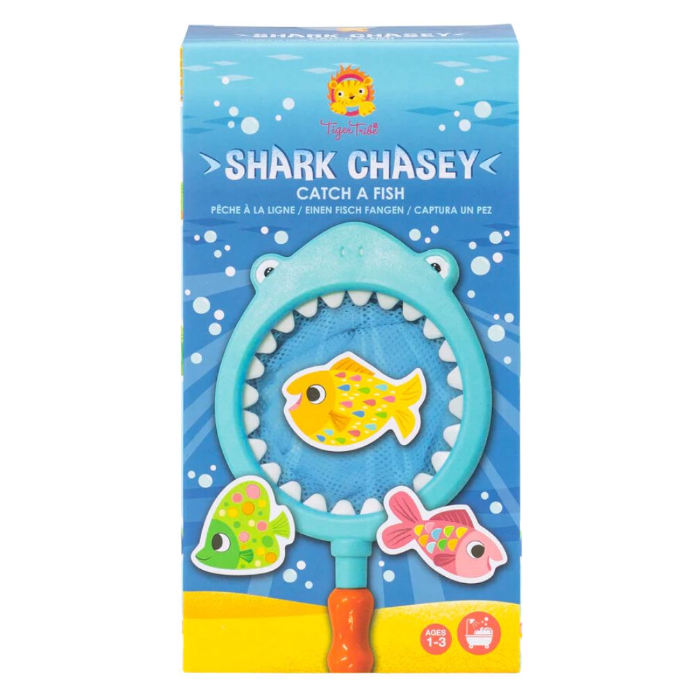 Eco-Friendly Shark Chasey Bath Toy - Catch Colorful Foam Fish