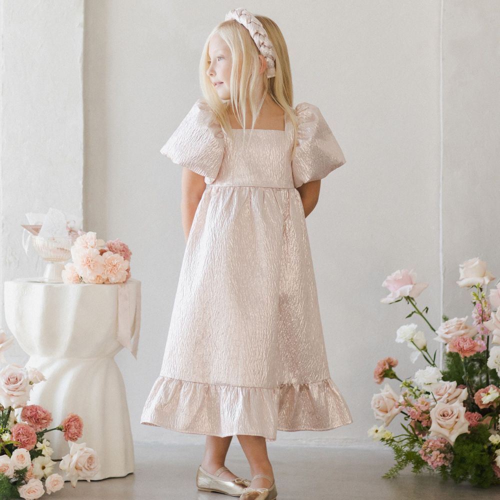 Noralee Shimmering Augusta Party Dress B in Bubblegum Hue