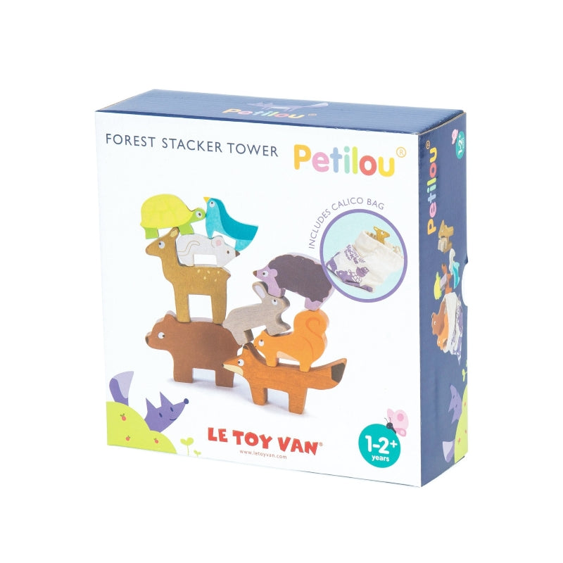 Le Toy Van Wooden Forest Stacker Tower Set with Cotton Carry Bag for Toddlers
