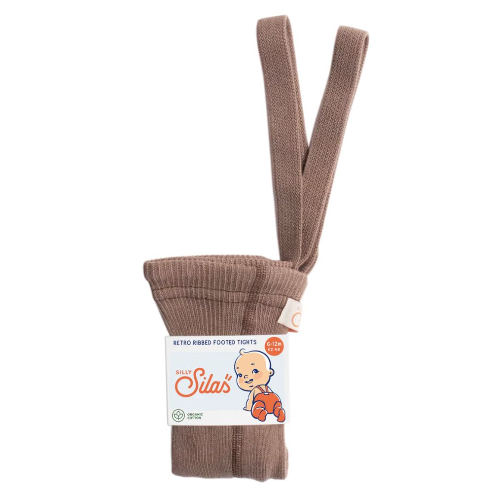 Adorable Silly Silas Organic Cotton Retro Ribbed Footed Tights for Babies and Toddlers