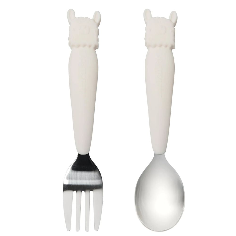 Wild Llama-themed Kids Spoon and Fork Set for Growing Hands