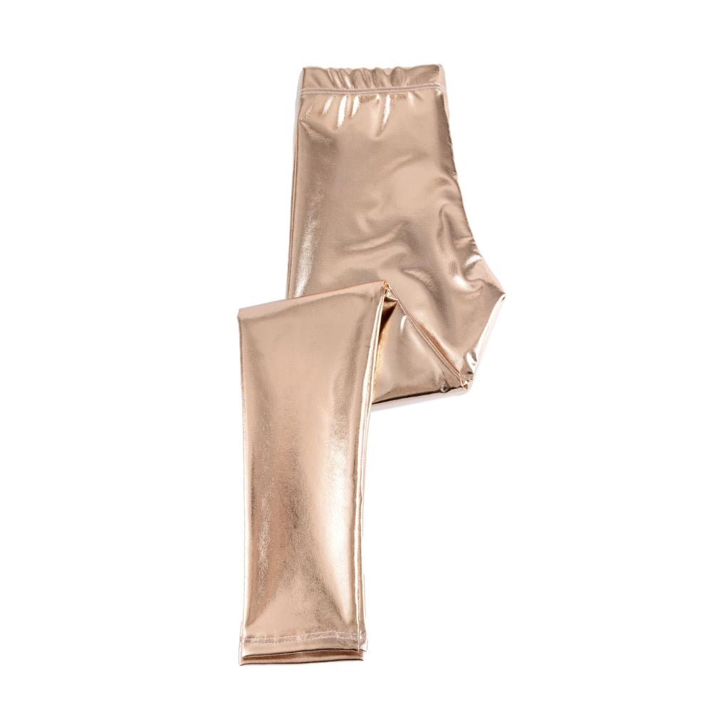 Love Life Brand Gold Metallic Shimmering Leggings Suitable for Sizes 5 - 6
