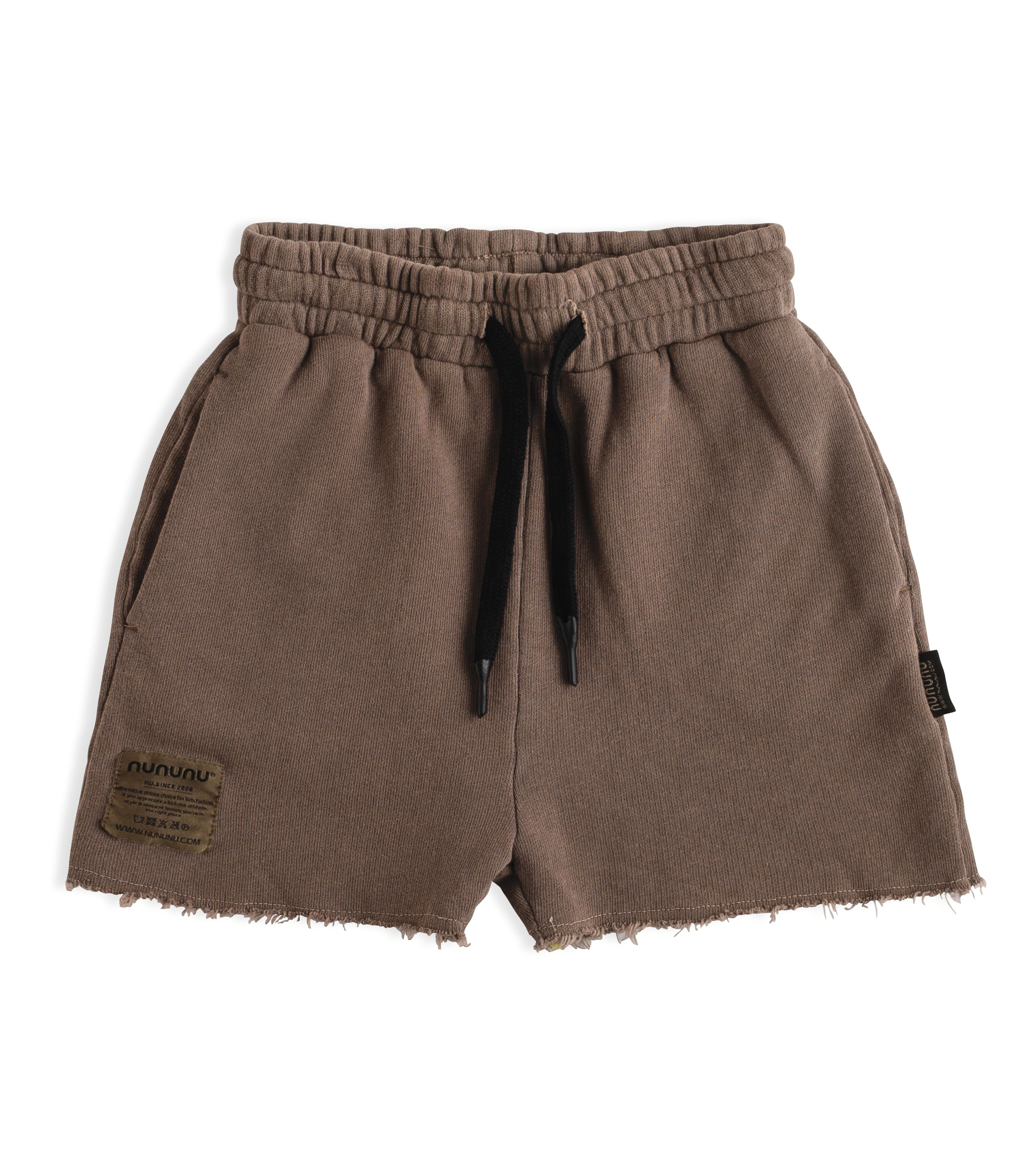 Nununu Unisex Original Soft French Terry Earth Brown Sweatshorts for Babies, Kids and Pre - teens