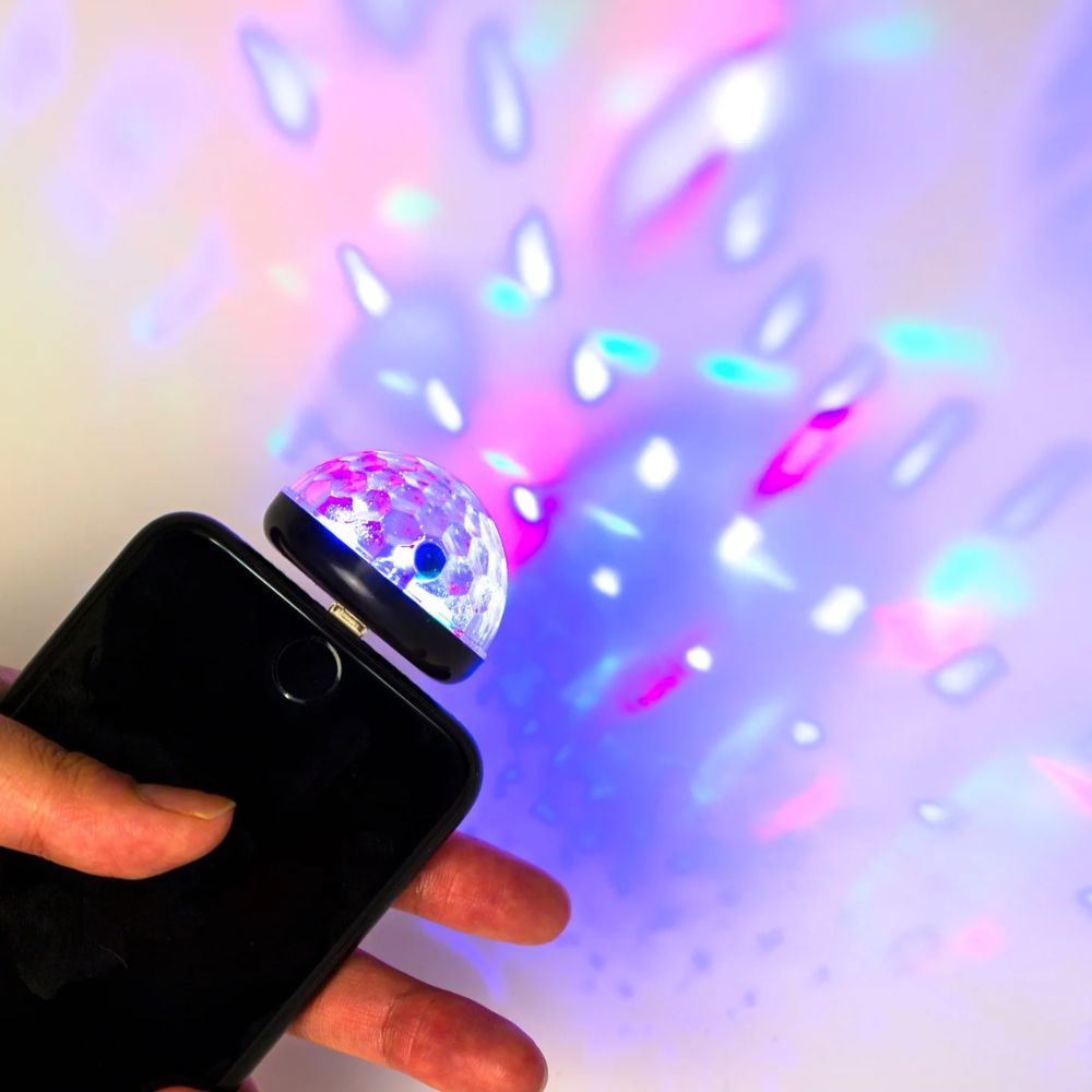Black iPhone-Compatible Disco Party Light for a Groovy Music Experience