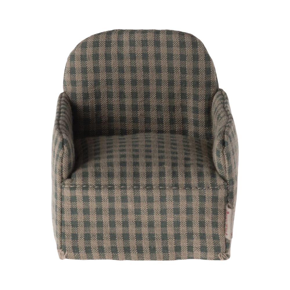 Maileg Mouse-Sized Green Checkered Chair - Ideal for Small Friends