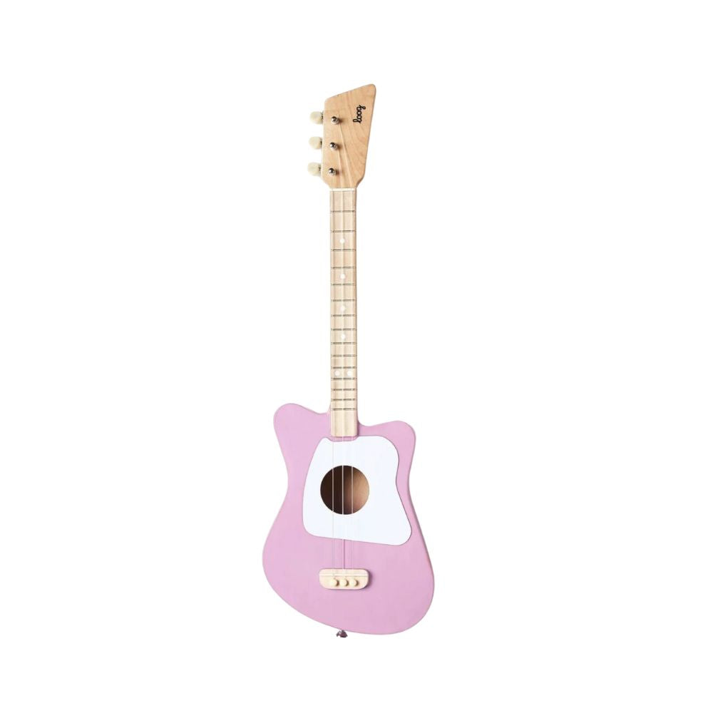 Pink-colored Loog Mini Acoustic Guitar Ideal for Young Musicians