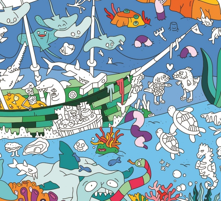 OMY's Enormous Ocean Themed Colouring Poster for Family Fun