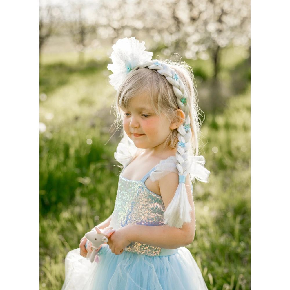 Magical Ice Queen Princess Blonde Hair Braid with Glistening Snowflakes