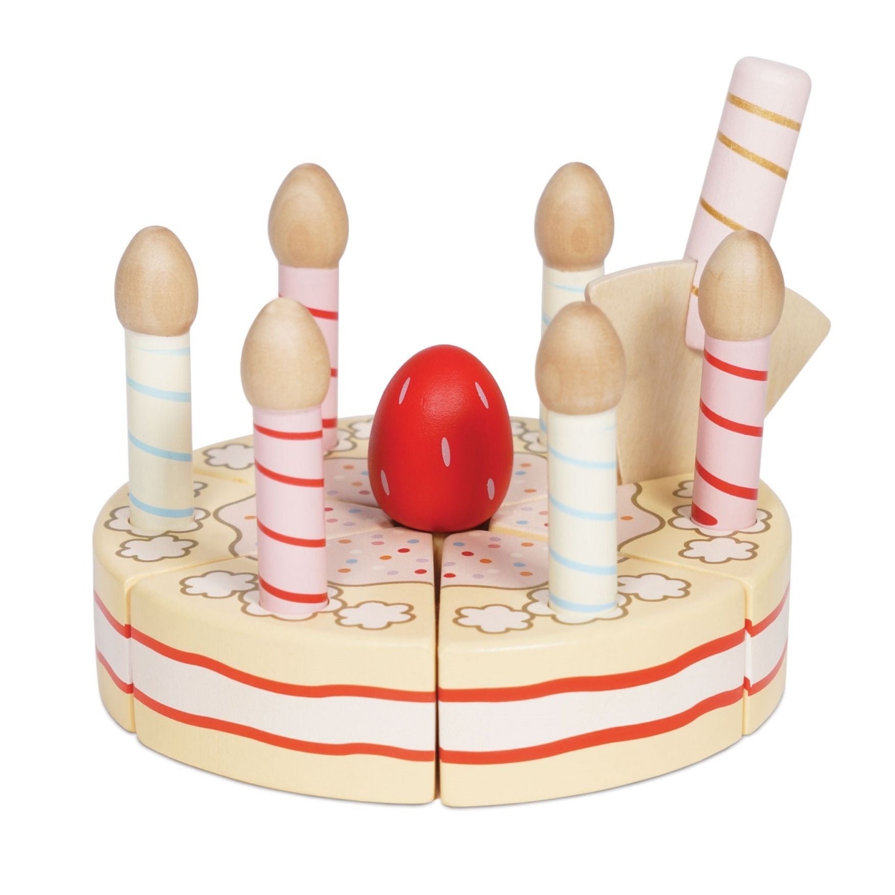 Le Toy Van Non-Toxic, Sustainable Wooden Sliceable Birthday Cake with Candles