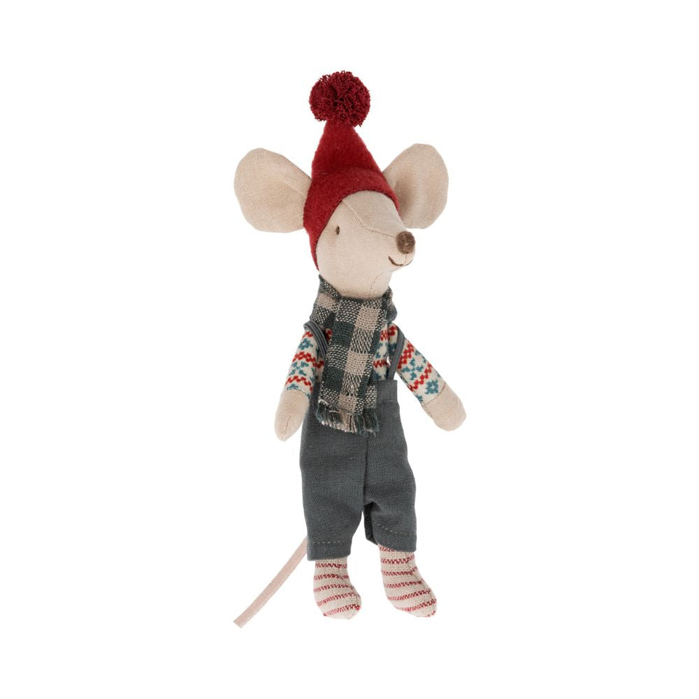 Maileg Christmas-themed Big Brother Mouse Plush Toy