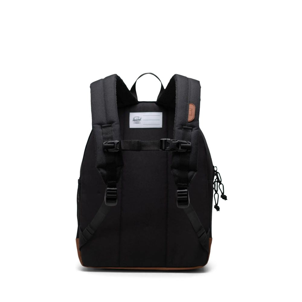 Herschel Heritage Youth Backpack 20L - Suitable for 8 - 12 Years Old, Black and Saddle Brown Color Combination
