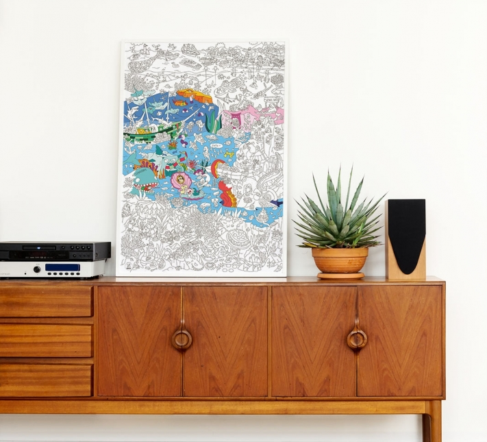 OMY's Enormous Ocean Themed Colouring Poster for Family Fun