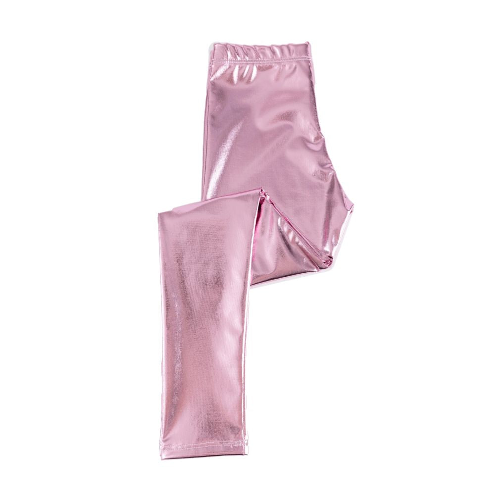 Pink Metallic Love Life Leggings for Kids Size 3 - 4