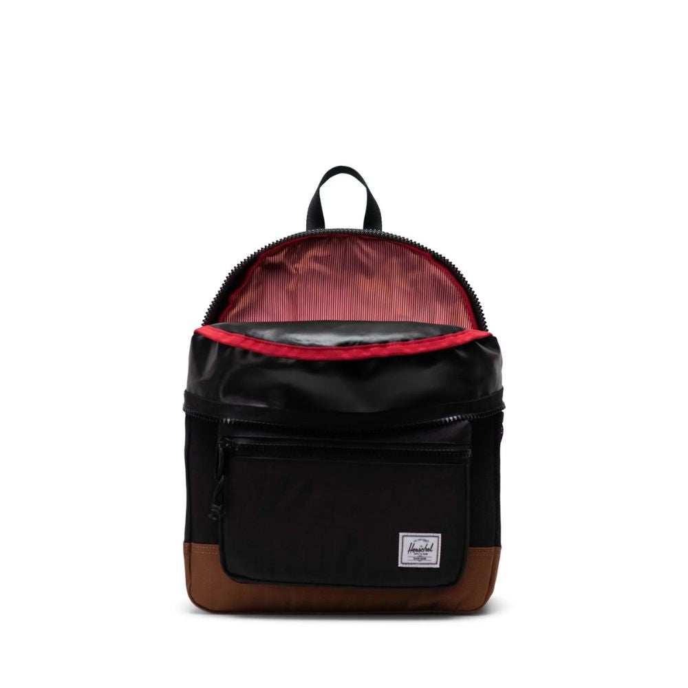 Herschel Heritage Youth Backpack 20L - Suitable for 8 - 12 Years Old, Black and Saddle Brown Color Combination