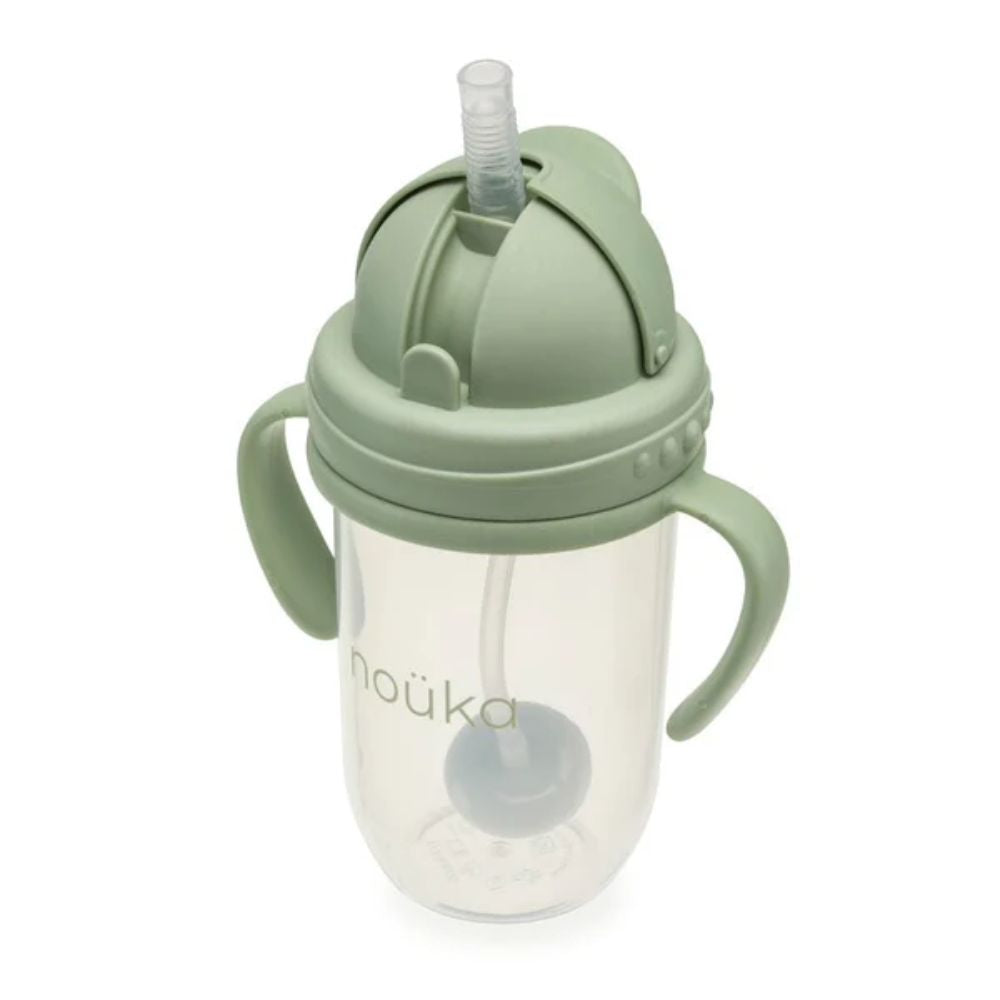 noüka 9OZ Moss Non-Spill Weighted Straw Cup for Babies and Toddlers
