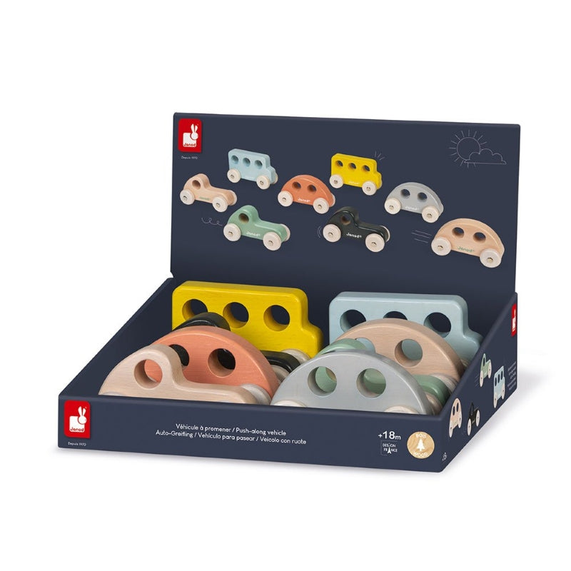 Janod Wooden Small Push Vehicles for Toddlers