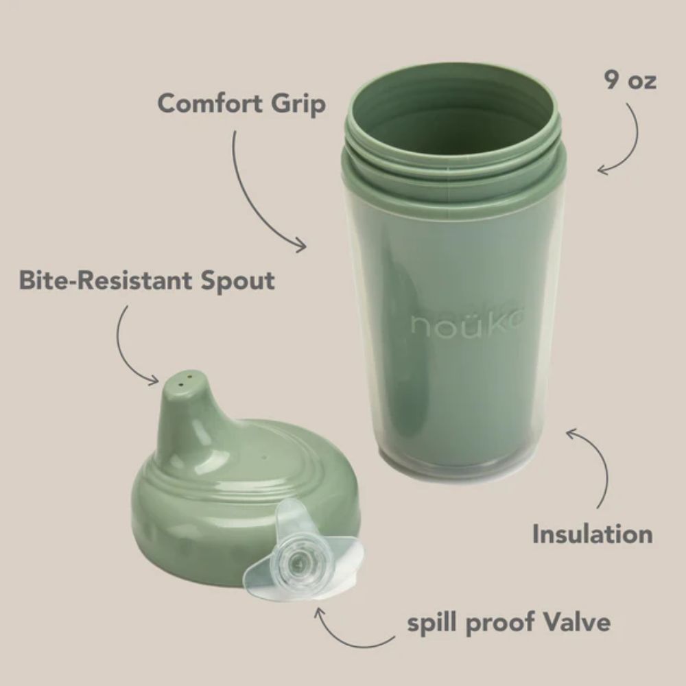 noüka Soft Blush Insulated Sippy Cup - Keeps Drinks at Ideal Temp