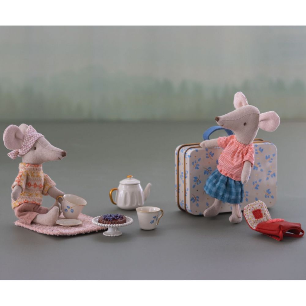 Maileg Blue Madeleine Themed Afternoon Treat Mouse Tea Set