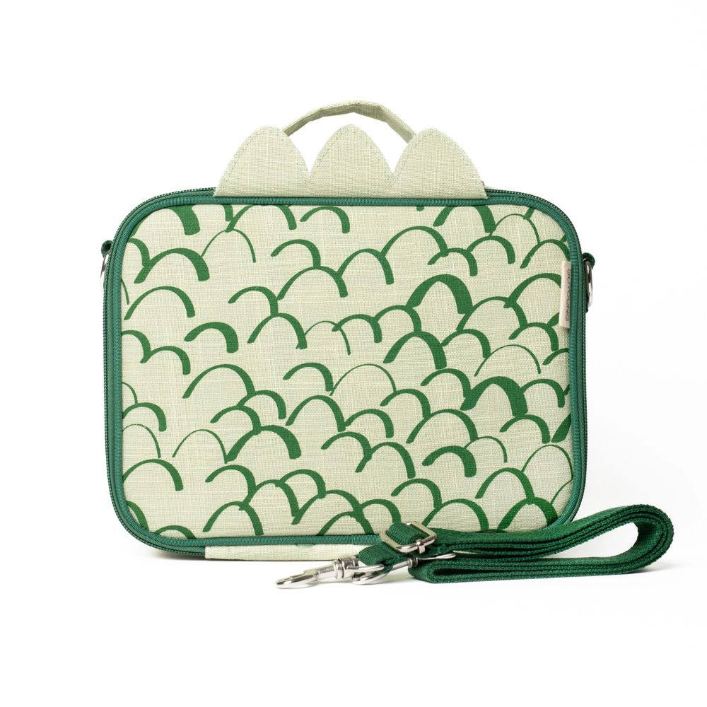 Raw Linen Lunch Box with Dino Scales Design - Ideal for Kids' Meals