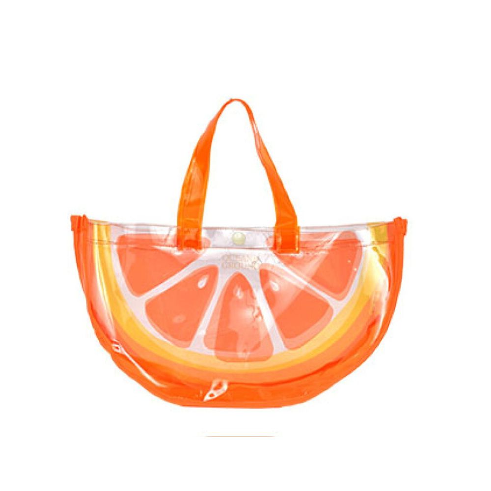 Ocean and Ground Themed Pop - Style Orange Colored Fruit - Sliced Shape PVC Pool Storage Bag