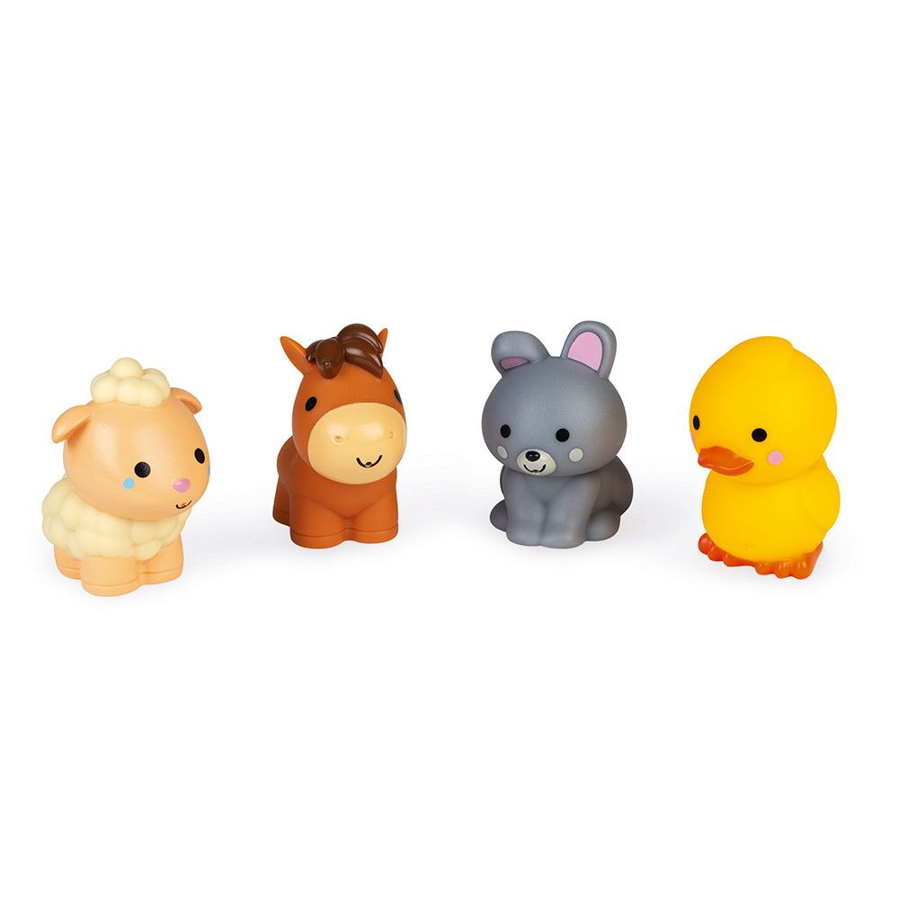 Janod Children's Bath Toy Set: 4 Farm Animal Water Squirters