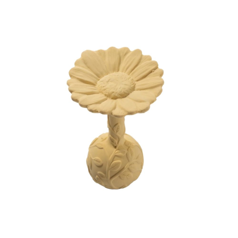 Yellow Natruba Daisy - Shaped Flower Rattle with Textured Design